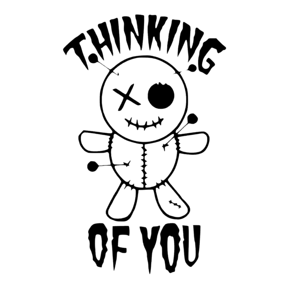 Black Thinking of you Voodoo 3.5Wx6H Premium Permeant Vinyl